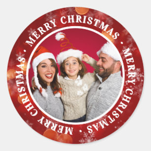 Weihnachtsfamilienfoto Urlaubsfeier Runder Aufkleber