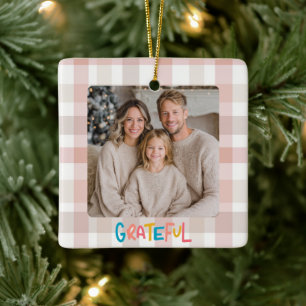 Weihnachtsfamilienfoto-Weihnachtsbaumanhänger Dank Keramikornament