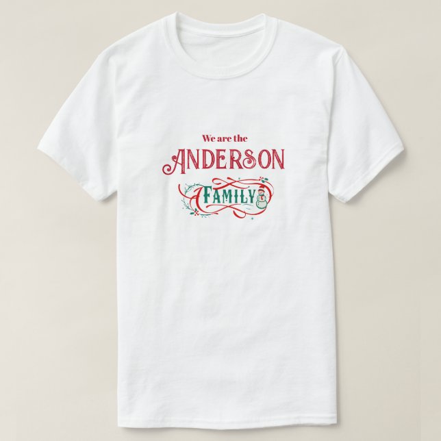 Weihnachtsfamiliengruppe personalisiert T-Shirt (Design vorne)