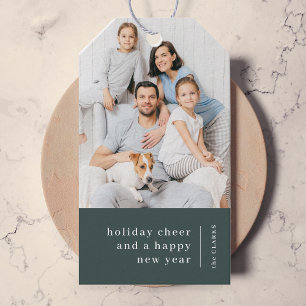 Weihnachtsfamilienportrait   Grüner Minimalwald Geschenkanhänger