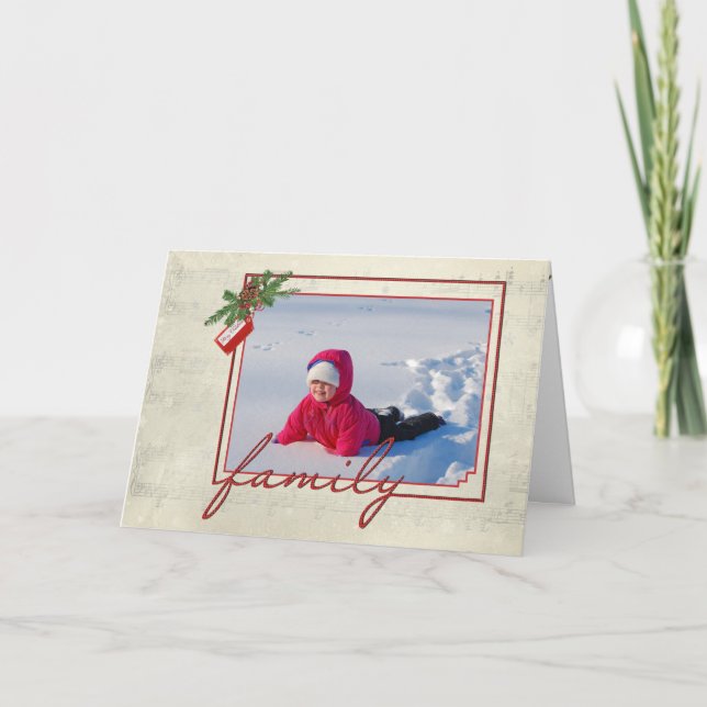 Weihnachtsfamilienrahmen Feiertagskarte (Vorderseite)