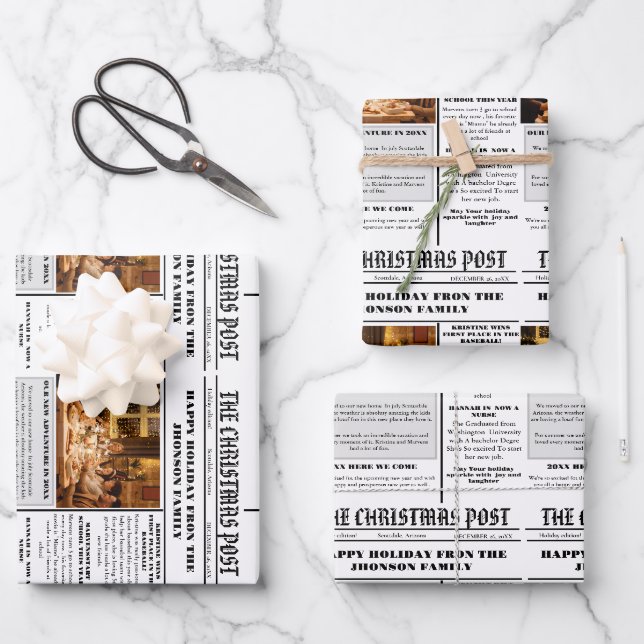 Weihnachtsfamilienzeitung + Jahr im Foto Geschenkpapier Set (Vorderseite)
