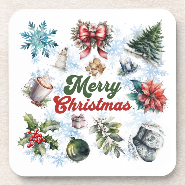 Weihnachtsfarbe Getränkeuntersetzer (Vorderseite)