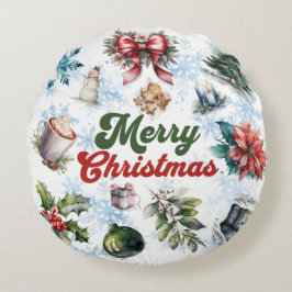 Weihnachtsfarbe Rundes Kissen