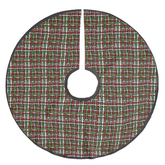 Weihnachtsfarbe Woven Grafische Burlap Polyester Weihnachtsbaumdecke (Vorderseite)