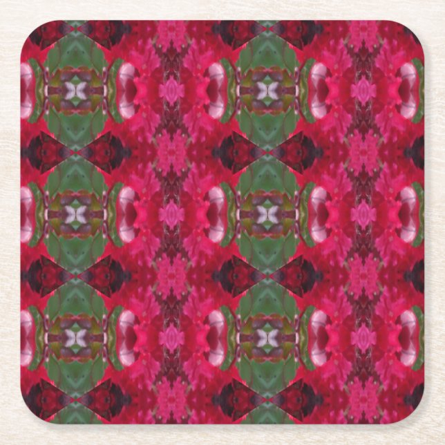 Weihnachtsfarben Kaleidoskop Rechteckiger Pappuntersetzer (Vorderseite)