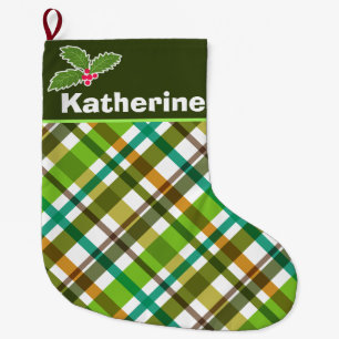 Weihnachtsfarben Karierter Strumpf Großer Weihnachtsstrumpf