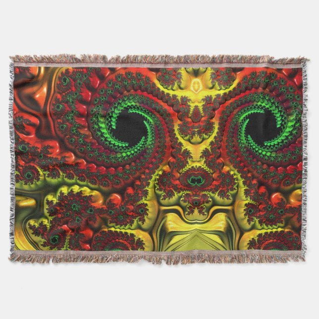Weihnachtsfarben Mandelbrot Throw Blanket Decke (Vorderseite)