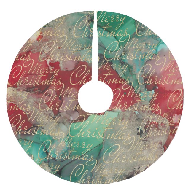 Weihnachtsfarben Polyester Weihnachtsbaumdecke (Vorderseite)