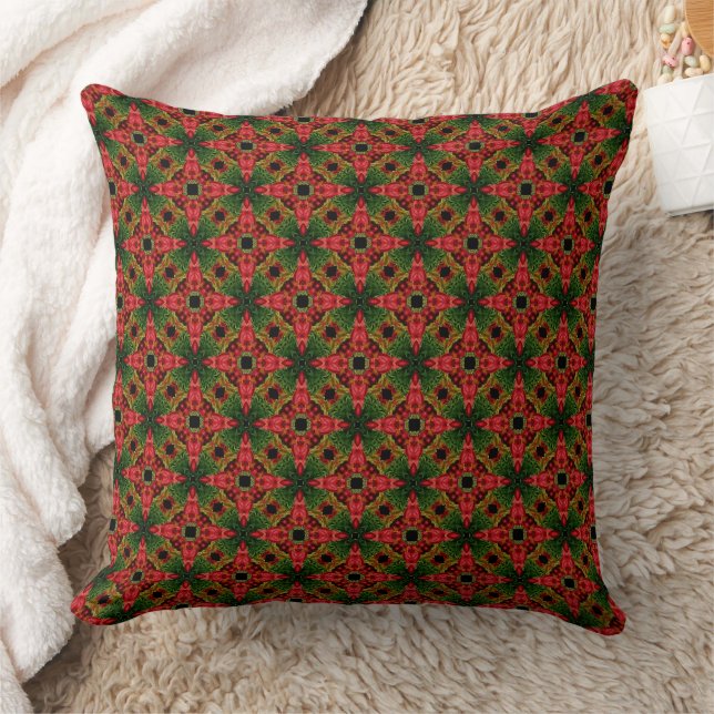Weihnachtsfarben rot und grün geometrisches Muster Kissen (Decke)
