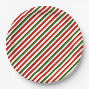 Weihnachtsfarben Streifen, Pappteller