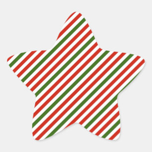 Weihnachtsfarben Streifen, Stern-Aufkleber