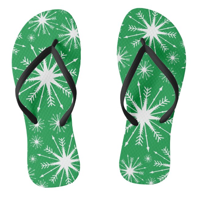 Weihnachtsfarben und Schneeflocken Flip Flops (Fußbett)