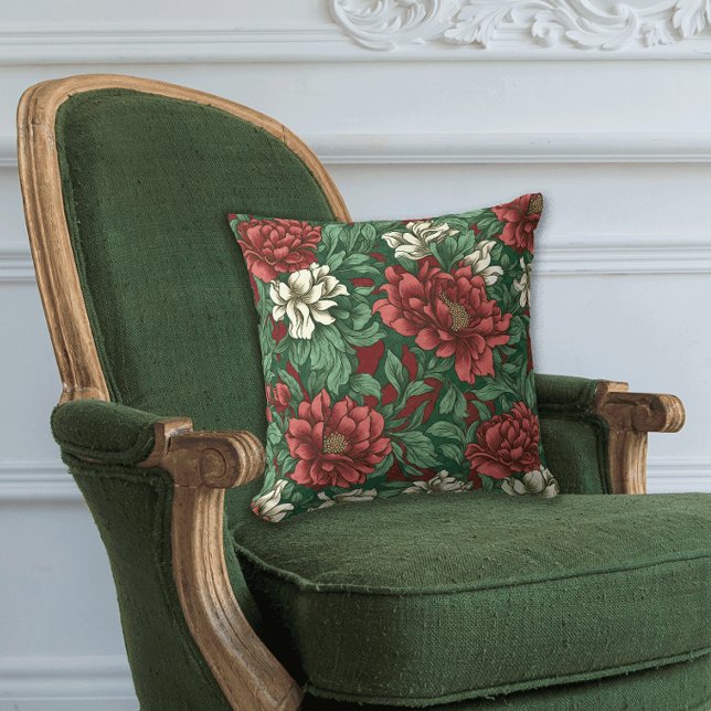 Weihnachtsfarben Vintag Floral Chintz Kissen (Von Creator hochgeladen)
