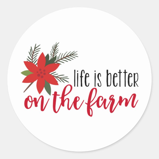 Weihnachtsfarm Verse on White Runder Aufkleber (Vorderseite)