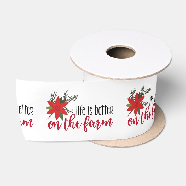 Weihnachtsfarm Verse on White Satinband (Spule)