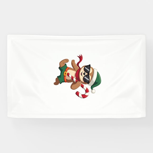 Weihnachtsfaultier-Elf-Peppermint-Candy-Cane-Shirt Banner (Horizontal)