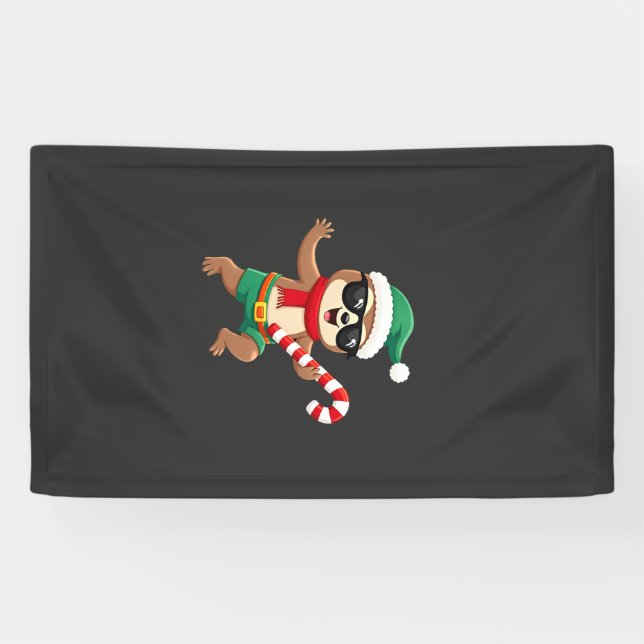 Weihnachtsfaultier-Elf-Peppermint-Candy-Cane-Shirt Banner (Horizontal)