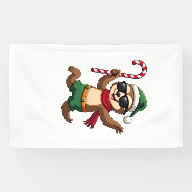 Weihnachtsfaultier-Elf-Peppermint-Candy-Cane-Shirt Banner (Horizontal)