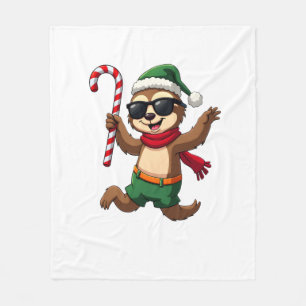 Weihnachtsfaultier-Elf-Peppermint-Candy-Cane-Shirt Fleecedecke