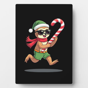 Weihnachtsfaultier-Elf-Peppermint-Candy-Cane-Shirt Fotoplatte