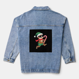Weihnachtsfaultier-Elf-Peppermint-Candy-Cane-Shirt Jeansjacke