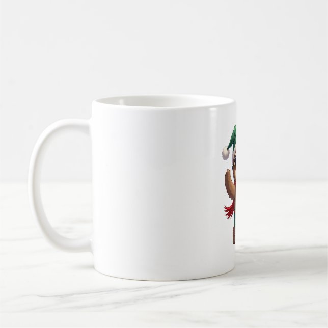 Weihnachtsfaultier-Elf-Peppermint-Candy-Cane-Shirt Kaffeetasse (Links)