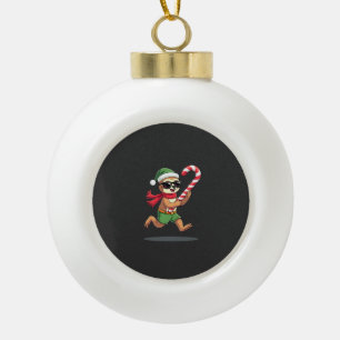 Weihnachtsfaultier-Elf-Peppermint-Candy-Cane-Shirt Keramik Kugel-Ornament