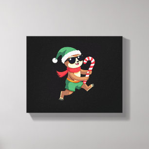 Weihnachtsfaultier-Elf-Peppermint-Candy-Cane-Shirt Leinwanddruck
