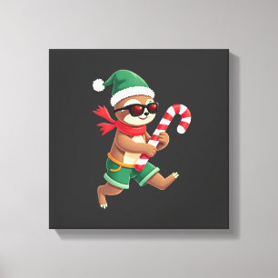Weihnachtsfaultier-Elf-Peppermint-Candy-Cane-Shirt Leinwanddruck