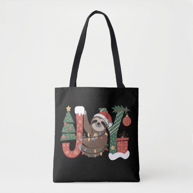 Weihnachtsfaultier Feiertagsbaum Geschenke Freude  Tasche (Vorderseite)