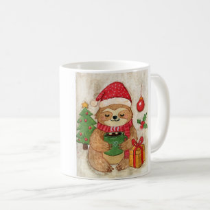 Weihnachtsfaultier mit heißer Schokolade Kaffeetasse