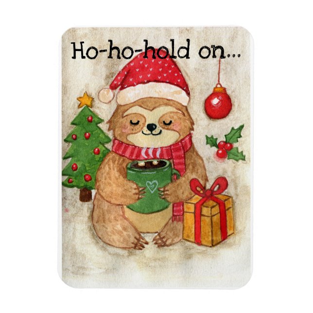 Weihnachtsfaultier mit heißer Schokolade Magnet (Vertikal)