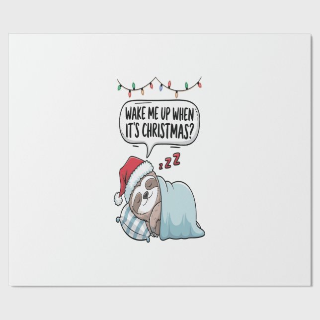 Weihnachtsfaultier schlafender Urlaub Geschenkpapier (Flach)