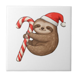 Weihnachtsfaultier umarmt Candy Cane Classic T-Shi Fliese