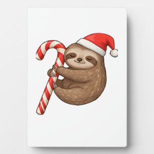 Weihnachtsfaultier umarmt Candy Cane Classic T-Shi Fotoplatte