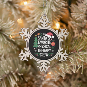 Weihnachtsfavorit der Physiotherapie-Mannschaft vo Schneeflocken Zinn-Ornament