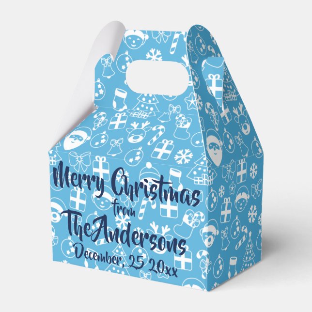 Weihnachtsfavoriten Blue Santa Elf Snowman Pattern Geschenkschachtel (Vorderseite)