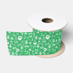 Weihnachtsfavoriten Green Santa Elf Snowman Santa Satinband