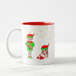 Weihnachtsfee, Elf & Sterne Zweifarbige Tasse