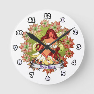 Weihnachtsfee-Uhr Runde Wanduhr