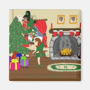Weihnachtsfeen, die den Baum-Magneten trimmen Magnet