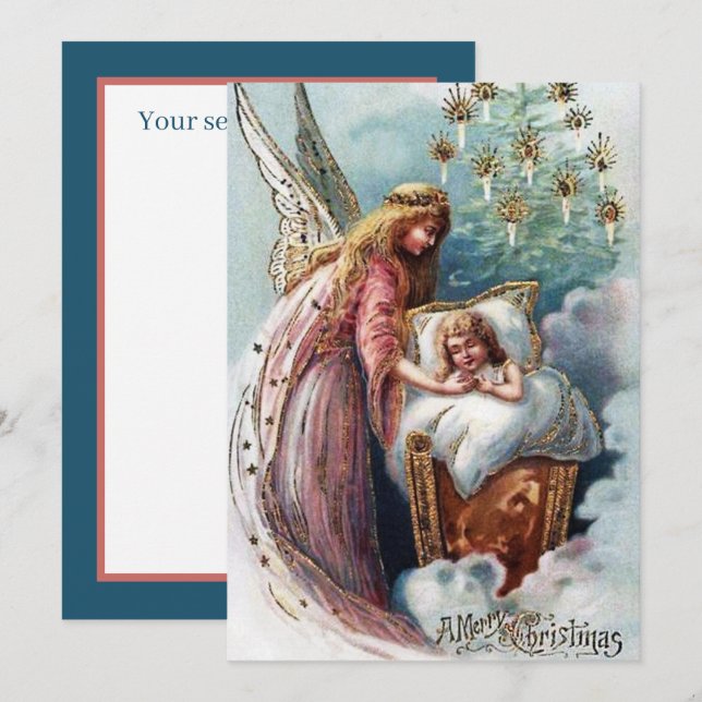 Weihnachtsfeier Angel verleihen Stimmung Mitteilungskarte (Vorne/Hinten)