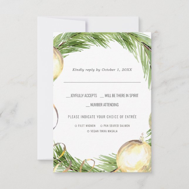 Weihnachtsfeier | Aquarellfarbenes UAWG mit Essens RSVP Karte (Vorderseite)