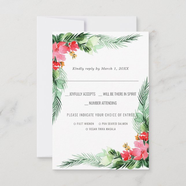 Weihnachtsfeier | Aquarellfarbenes UAWG mit Essens RSVP Karte (Vorderseite)
