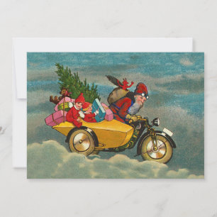Weihnachtsfeier auf Motorrad 7 x 5 Karte