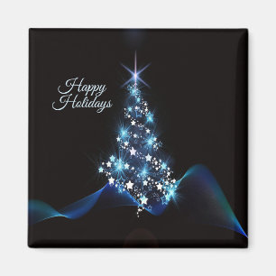 Weihnachtsfeier Blaue Tanne Glänzend Schwarz Elega Magnet