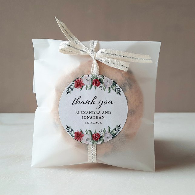 Weihnachtsfeier | Blumenurlaub Hochzeit klassisch Runder Aufkleber (Von Creator hochgeladen)