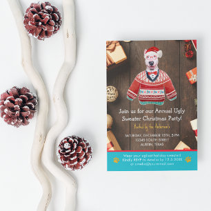 Weihnachtsfeier Bull Terrier hässlicher Sweater Pa Einladung