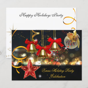 Weihnachtsfeier Christmas Party Gold Rot Schwarz Einladung
